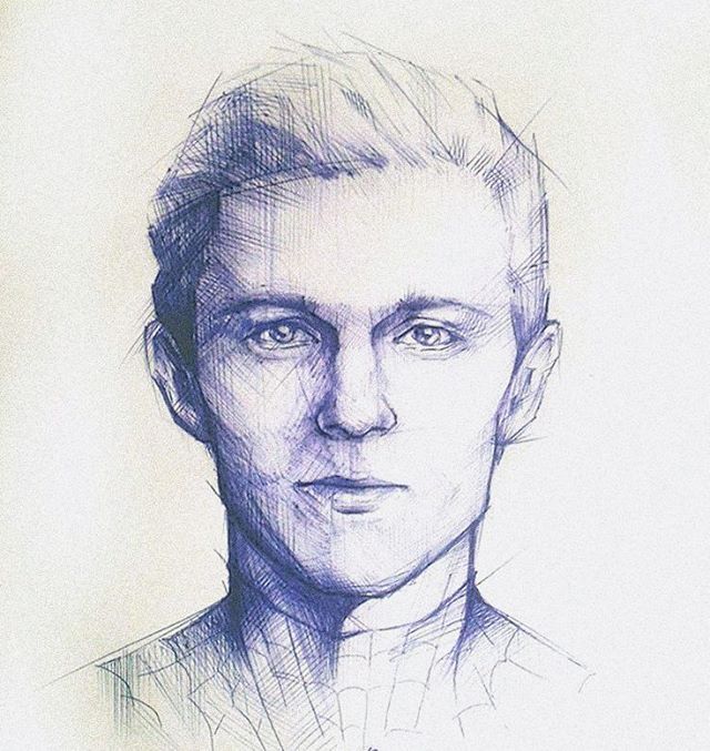 640x677 Tom Holland Drawing Marvel - Holland Sketch