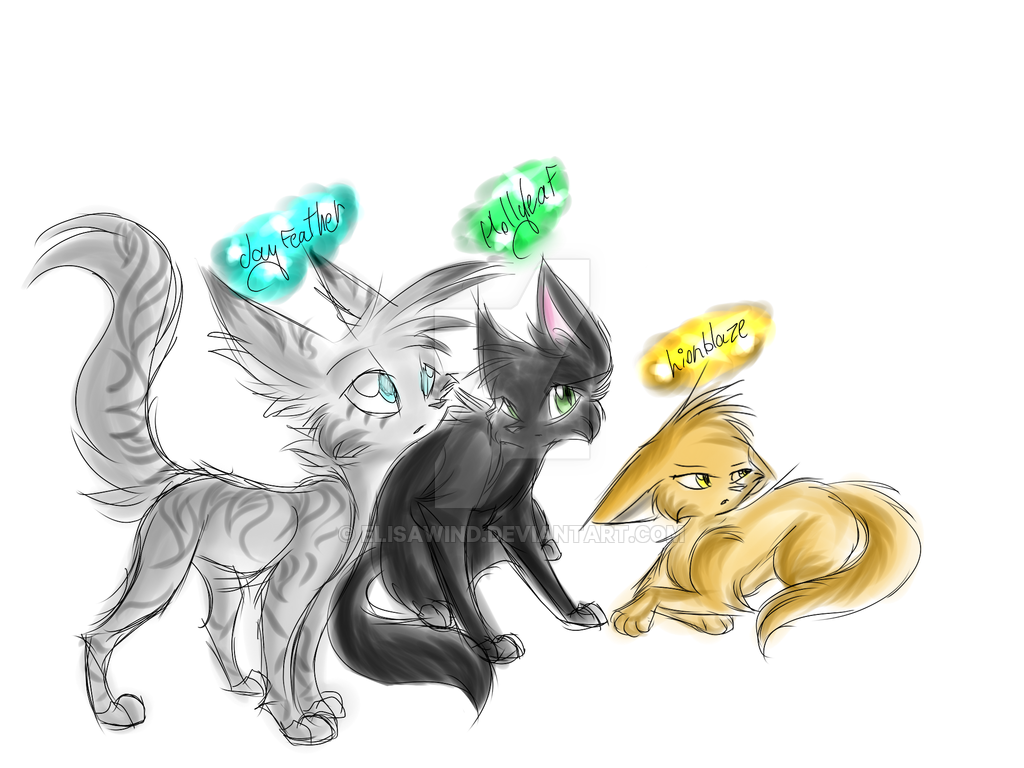 1024x768 Sketch Cats Jayfeather Hollyleaf Lionblaze By Elisawind - Holly Leaf Sketch