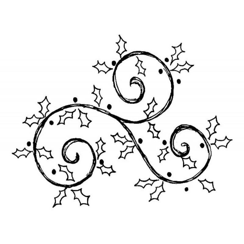 800x800 Holly Sketch Rubber Stamp - Holly Sketch