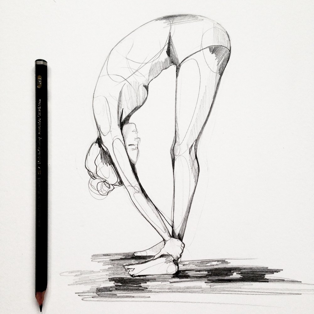 1000x1000 Yoga Diaries Drawing. Design. Illustration - Holly Sketch