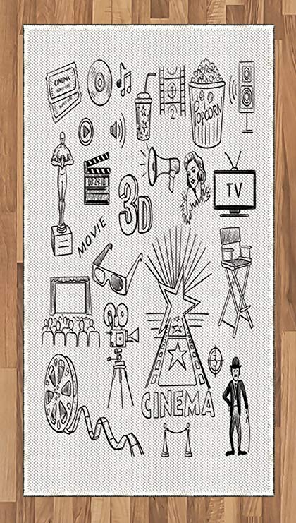 420x741 Movie Theater Area Rug By Ambesonne, Hand Drawn - Hollywood Sketch