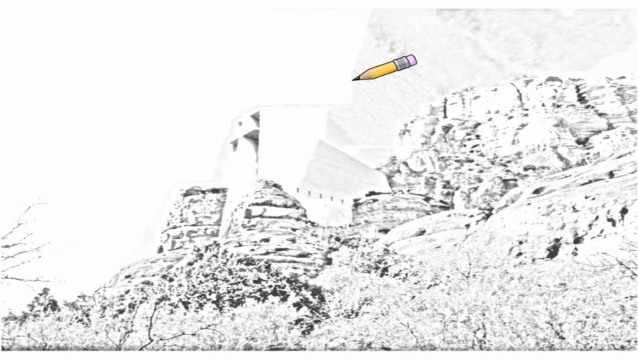 1280x720 Auto Draw 2 Chapel Of The Holy Cross, Sedona, Arizona - Holy Cross Sketch