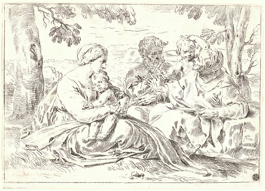 900x649 Simone Cantarini Italian, 1612 - Holy Family Sketch
