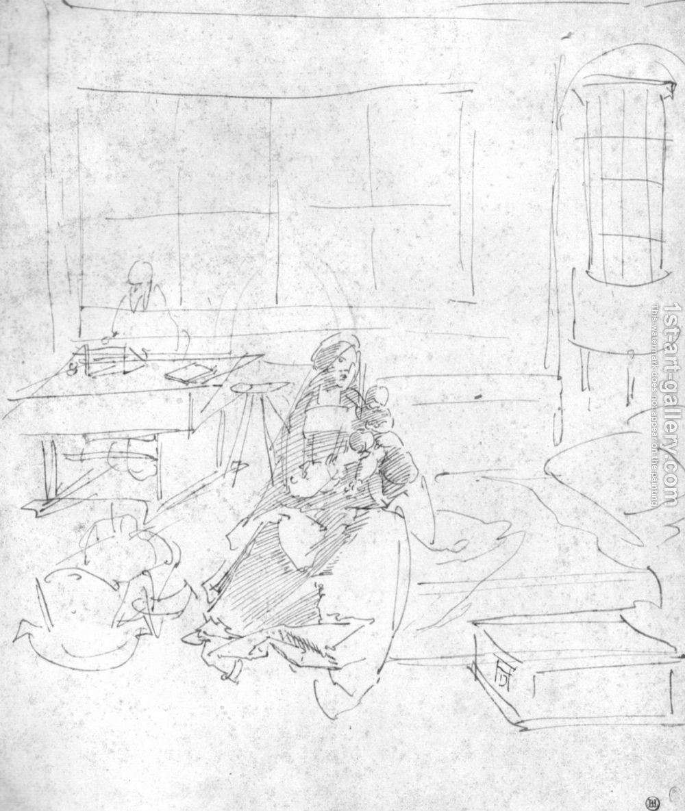 1000x1185 The Holy Family In A Room Albrecht Durer Reproduction 1st Art - Holy Family Sketch