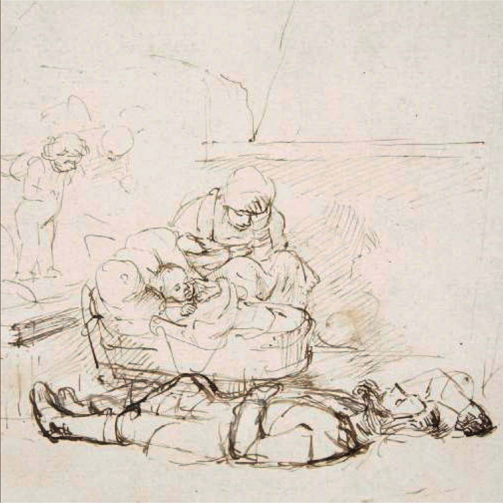 1000x1000 The Holy Family Sleeping (Rembrandt) - Holy Family Sketch