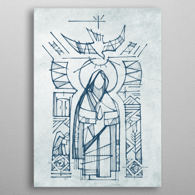 640x640 Virgin Mary, Holy Spirit And S... By Iknu Arts Metal Posters - Holy Spirit Sketch