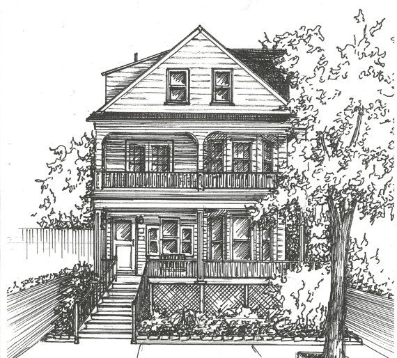 570x514 Ink House Drawing - Home Sketch
