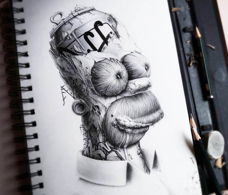 750x640 Homer Simpson Sketch By Pez Art No. 687 - Homer Simpson Sketch