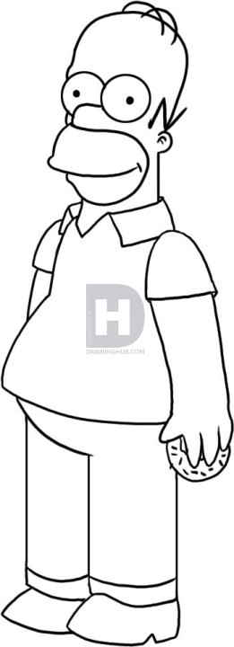 261x720 How To Draw Homer, Step By Step, Drawing Guide, By Darkonator - Homer Simpson Sketch