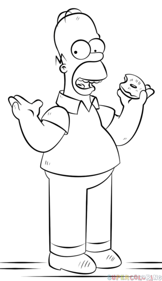 332x575 How To Draw Homer Simpson Step By Step Drawing Tutorials - Homer Simpson Sketch