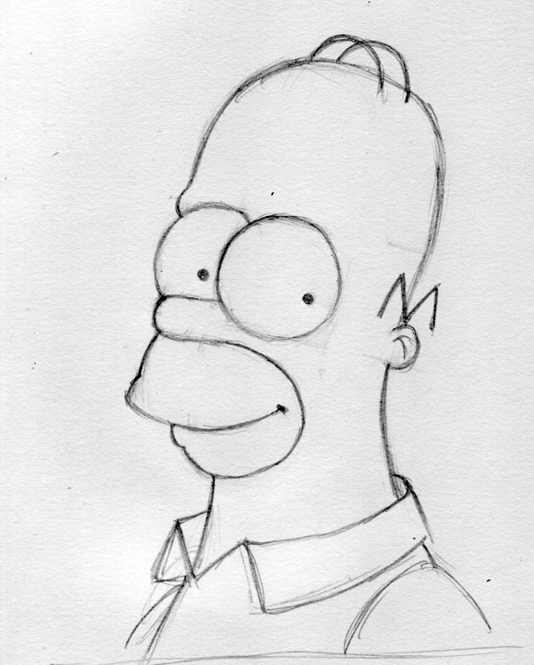 600x748 How To Draw Simpsons - Homer Simpson Sketch