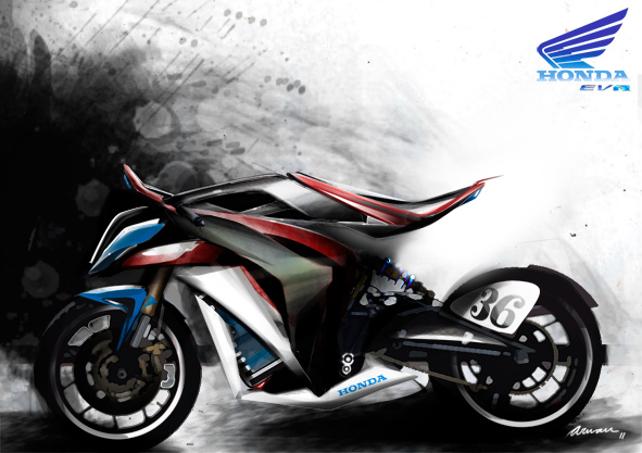 591x417 Motorcycle Design By Arnau Sanjuan Roman - Honda Motorcycle Sketch