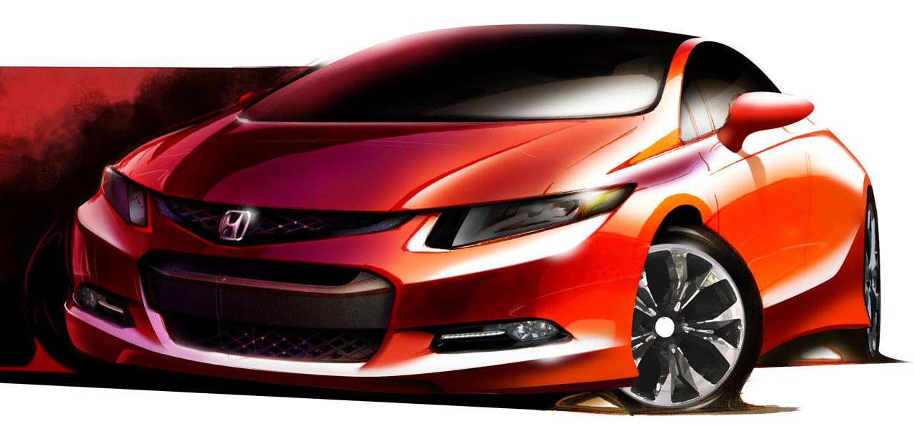 1280x597 Honda Teases Next Generation Civic With Official Sketch - Honda Sketch