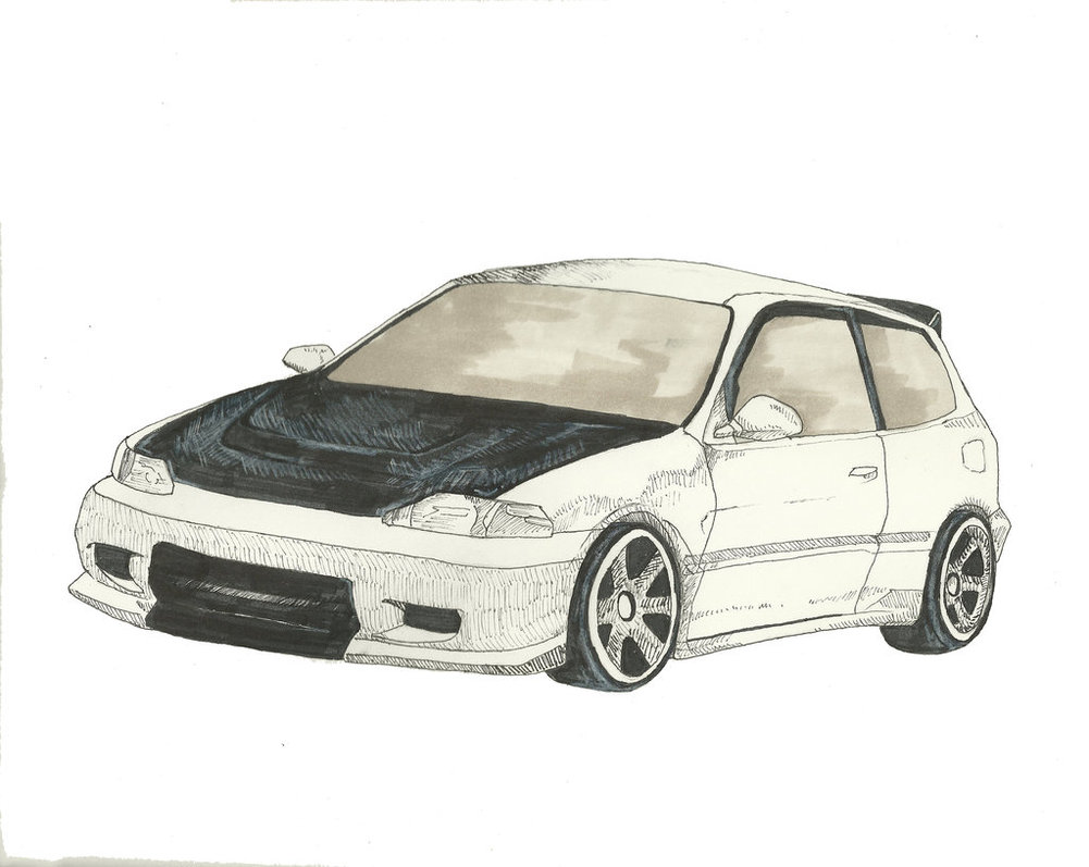 1001x797 Collection Of Honda Eg Drawing High Quality, Free Cliparts - Honda Sketch