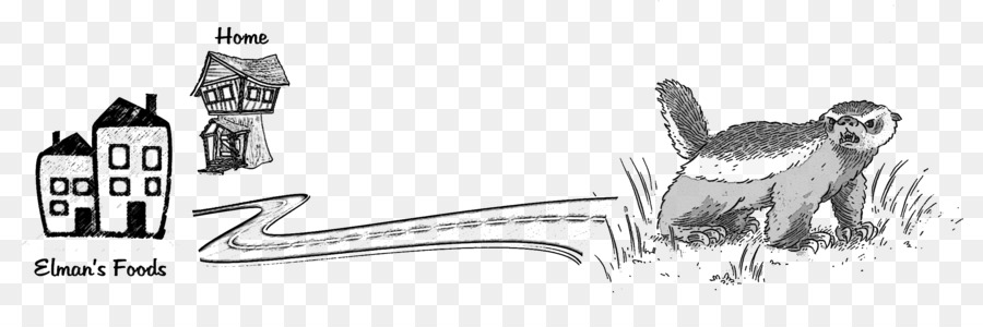 900x300 Line Art Canidae Sketch - Honey Badger Sketch