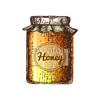 400x400 Hand Drawn Ink Sketch Illustration Of Honey Pot, Organic Nature - Honey Pot Sketch