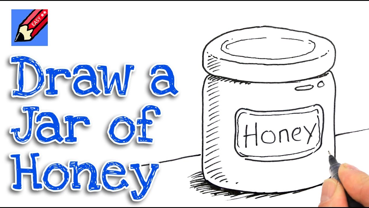 1280x720 How To Draw A Jar Of Honey Real Easy Step By Step - Honey Pot Sketch