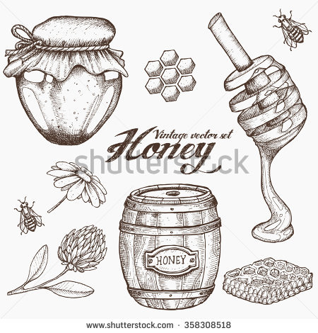 450x470 Vintage Honey Pot Clipart - Honey Pot Sketch