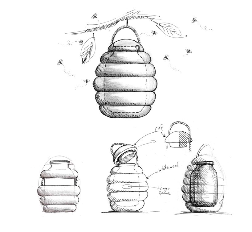 818x752 Bzzz Honey Packaging By Backbone Studio - Honey Pot Sketch