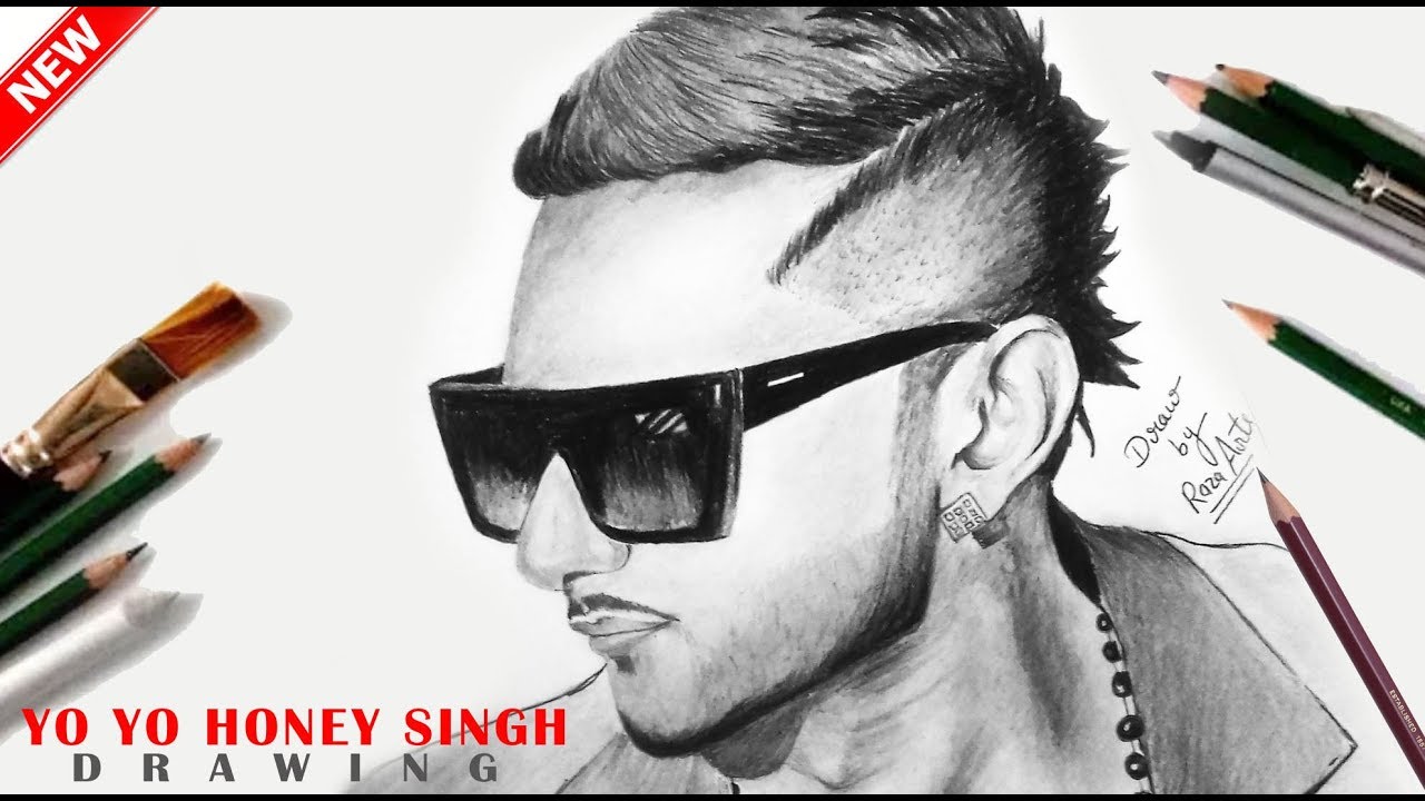 1280x720 Drawing Pencil Sketch Of Honey Singh Raza Arts - Honey Sketch