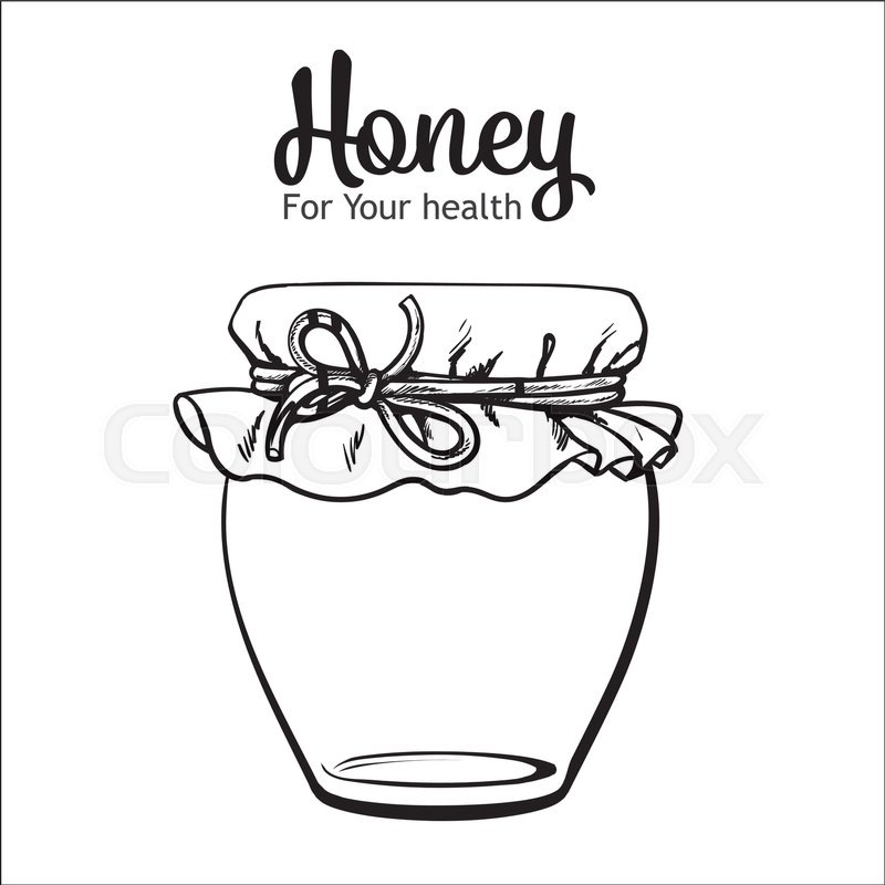 800x800 Jar Of Honey, Sketch Style Vector Illustration Isolated On White - Honey Sketch