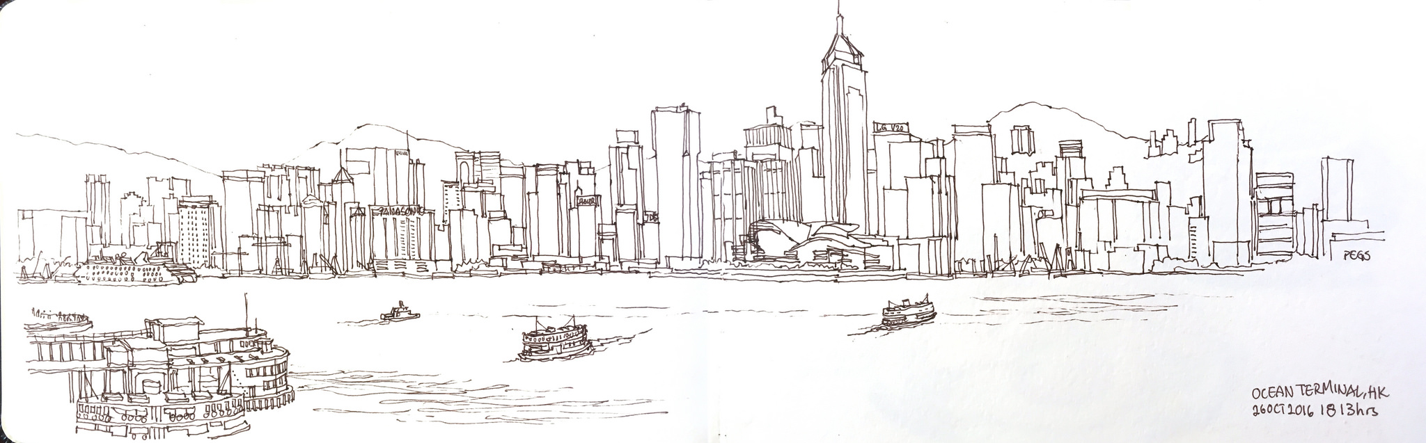 Hong Kong Skyline Sketch at Explore collection of