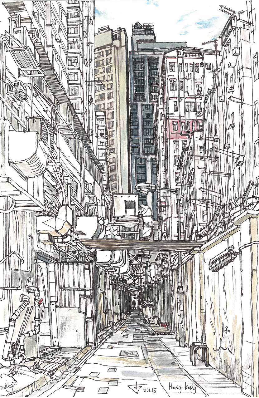 831x1275 Hong Kong. Plein Air (Urban Sketch). Evgeny Bondarenko On Behance - Hong Kong Sketch