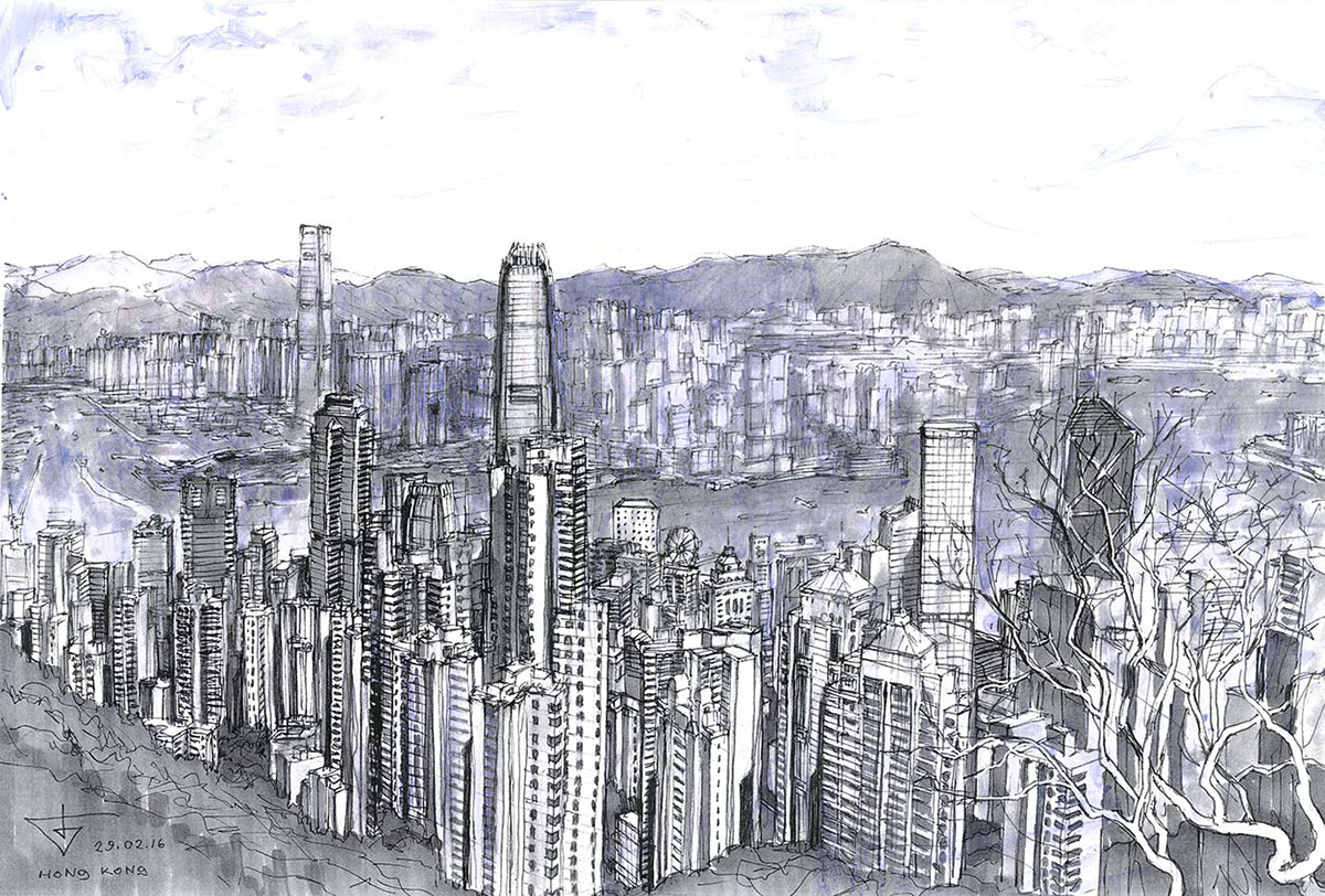 1200x812 Hong Kong. Plein Air (Urban Sketch). Evgeny Bondarenko On Wacom - Hong Kong Sketch