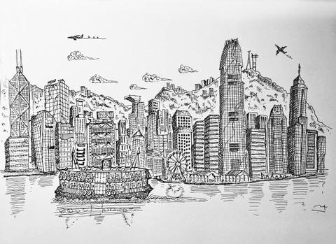 480x349 News Hong Kong Harbour Sketch Squidinki - Hong Kong Sketch