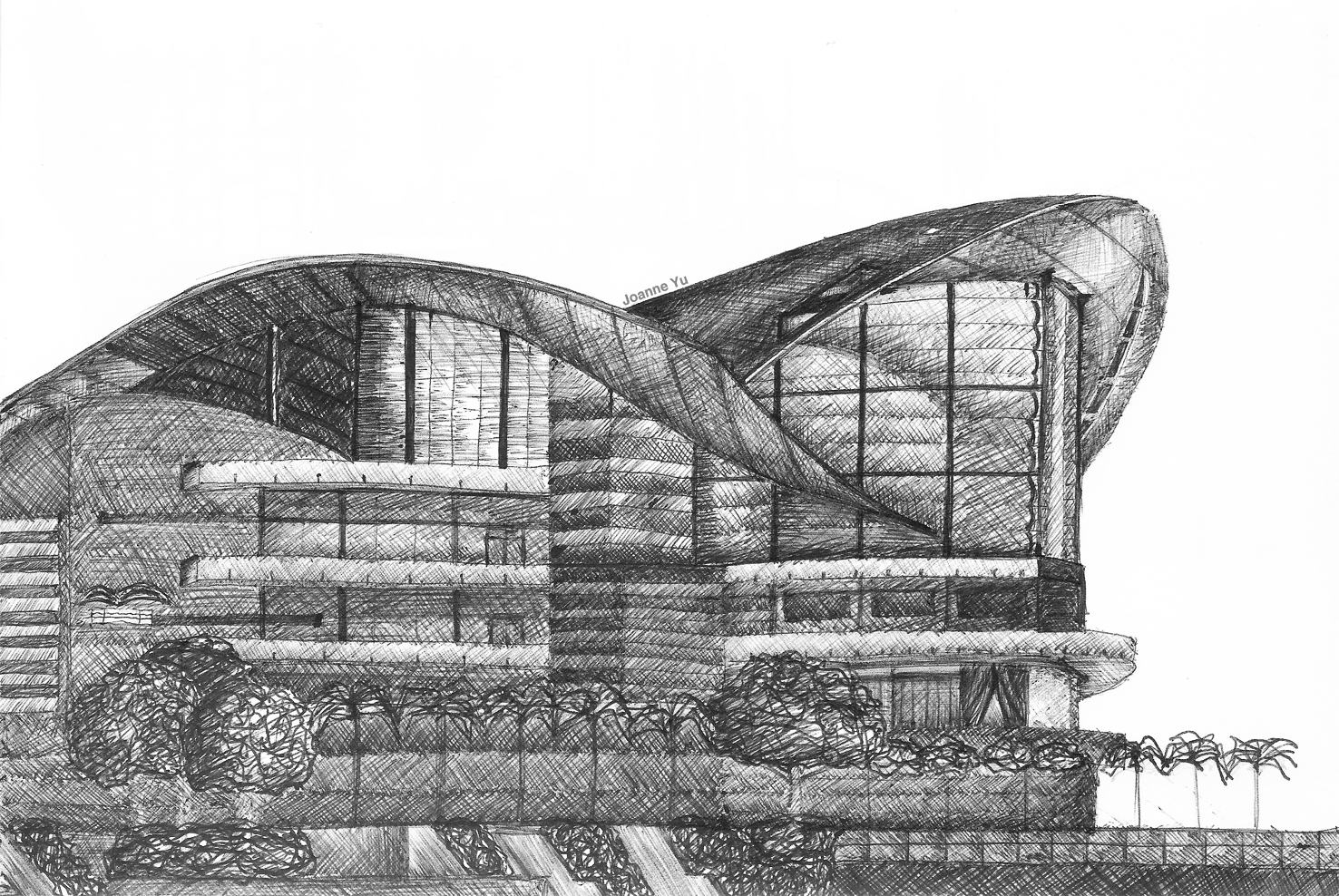 1476x988 Sketch Hong Kong Convention And Exhibition Centre Joanne Yu - Hong Kong Sketch
