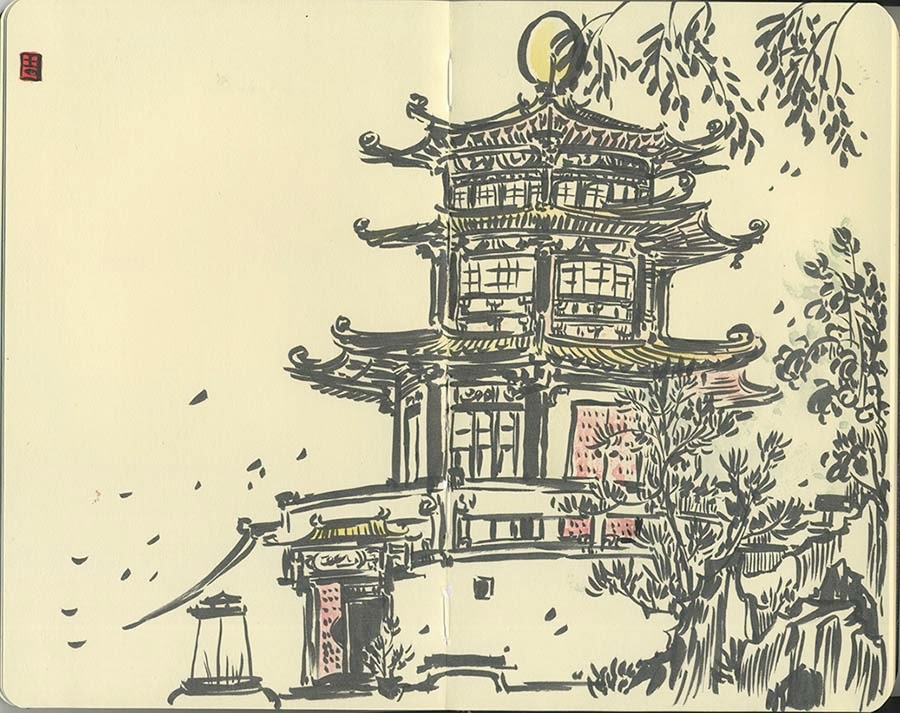 900x713 Sketching Europe And Hong Kong Watercolour Paintings By Alina - Hong Kong Sketch