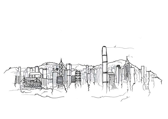 700x495 Hong Kong Skyline Beautiful Sketch City Stylist Sketches B - Hong Kong Skyline Sketch