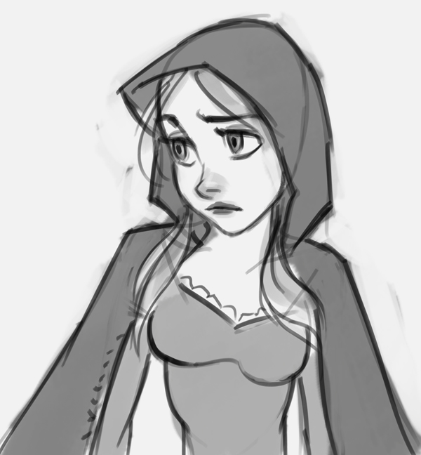 600x648 How To Draw Red Riding Hood - Hood Sketch