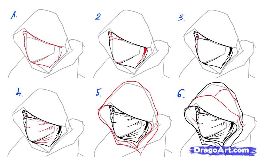 900x550 How To Draw An Assassin - Hood Sketch
