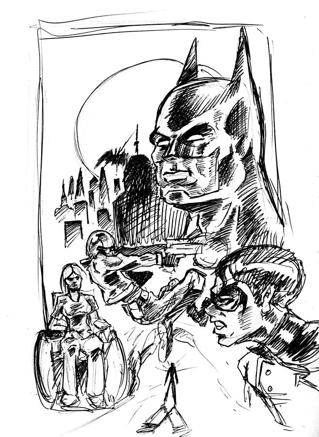 658x900 Batan Vs The Red Hood Drawing By Big Mike Roate - Hood Sketch