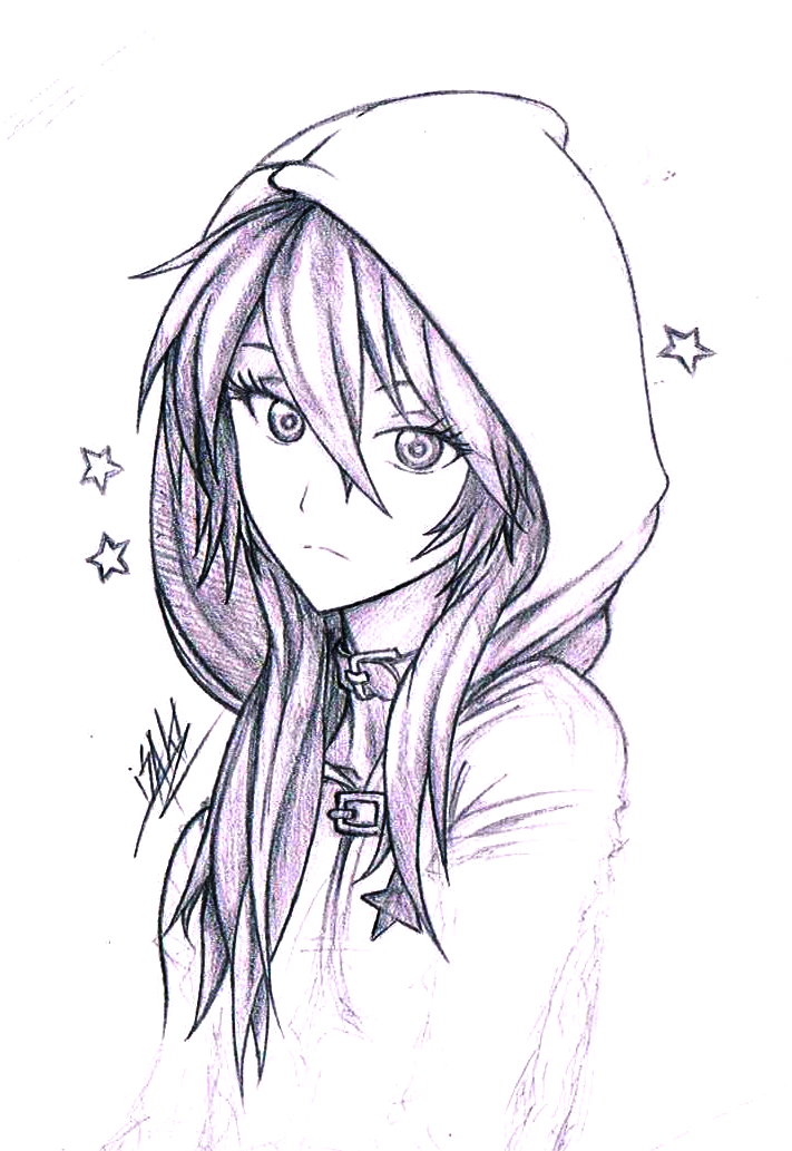 711x1033 Anime Hoodie Hood Down - Hood Sketch