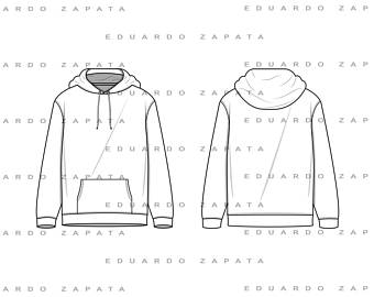 340x270 Technical Flats Etsy - Hoodie Flat Sketch