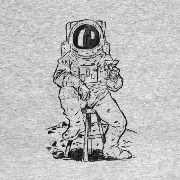 630x630 Martini Astronaut Sketch - Hoodie Sketch