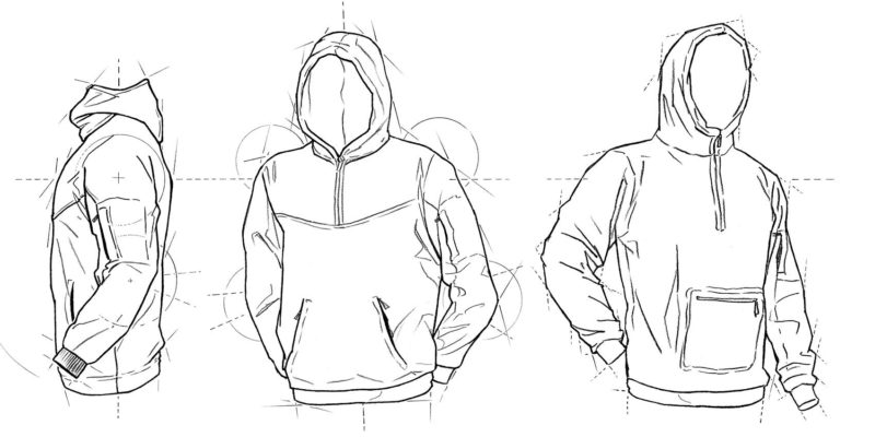 Outline technical sketch sweatshirt isolated Vector Image