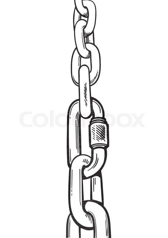 566x800 Chain In Perspective. Spring Hook With Screw Nut Connecting Links - Hook Sketch