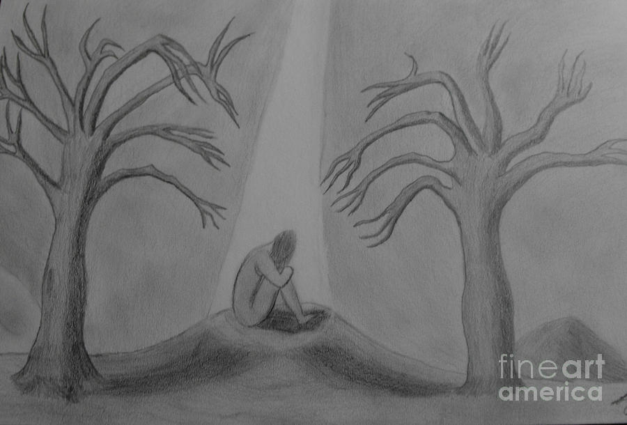 900x610 Ray Of Hope Drawing By David Thwaites - Hope Sketch