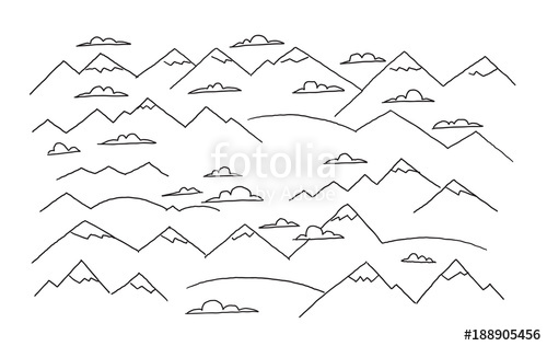 500x316 Mountains And Clouds. Drawing The Sketch By Hand. Top View Of The - Horizon Sketch