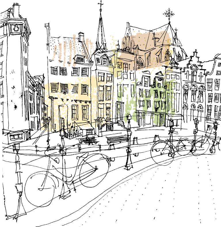 768x788 Sketch Town Amsterdam City Cityscape Skyline Horizon - Horizon Sketch