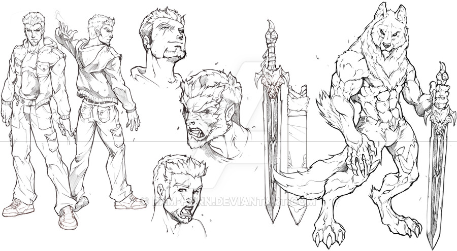 900x495 Night Wolf Character Sketch - Horn Sketch