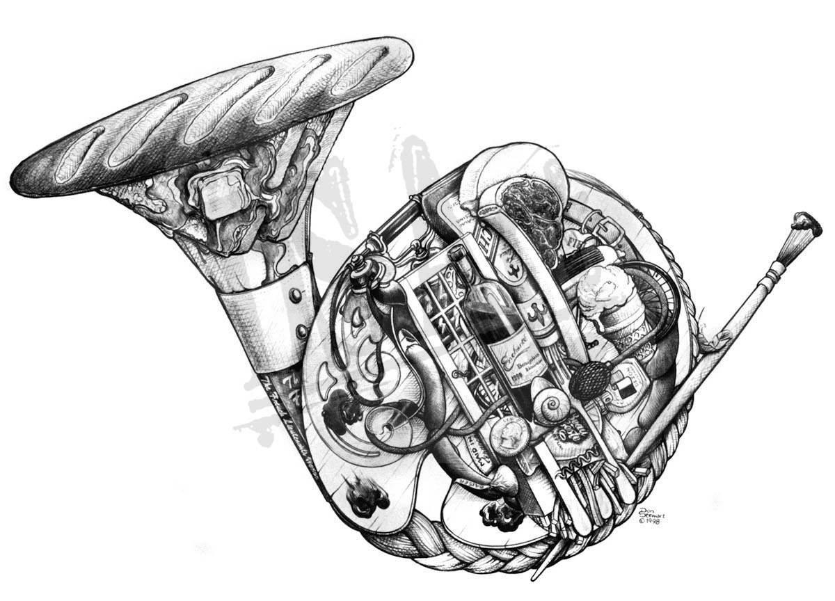 1200x864 French Horn Ds Art - Horn Sketch