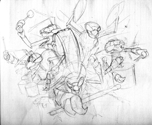 600x495 Hornet Commission Arius Eats Crickets - Hornet Sketch