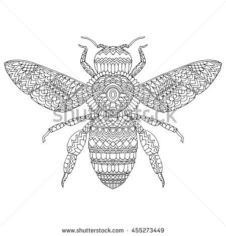 450x470 The Stylized Insect. Wasp. Bumblebee. Hornet. Fly. Line Art. Black - Hornet Sketch