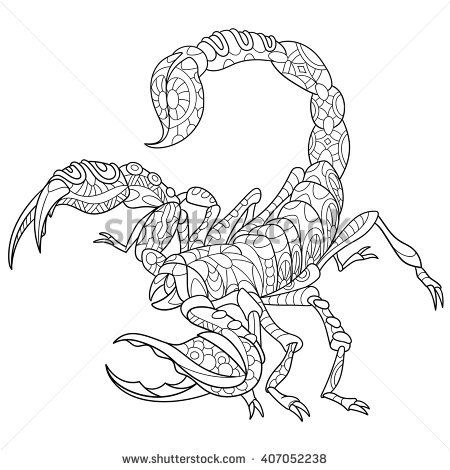 450x470 Zentangle Stylized Cartoon Scorpio - Horoscope Sketch