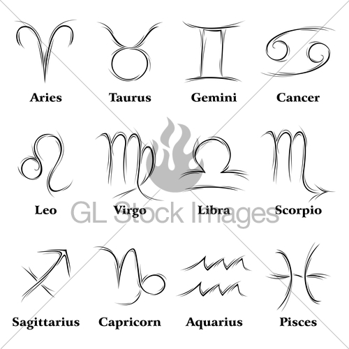 500x500 Zodiac Signs Gl Stock Images - Horoscope Sketch