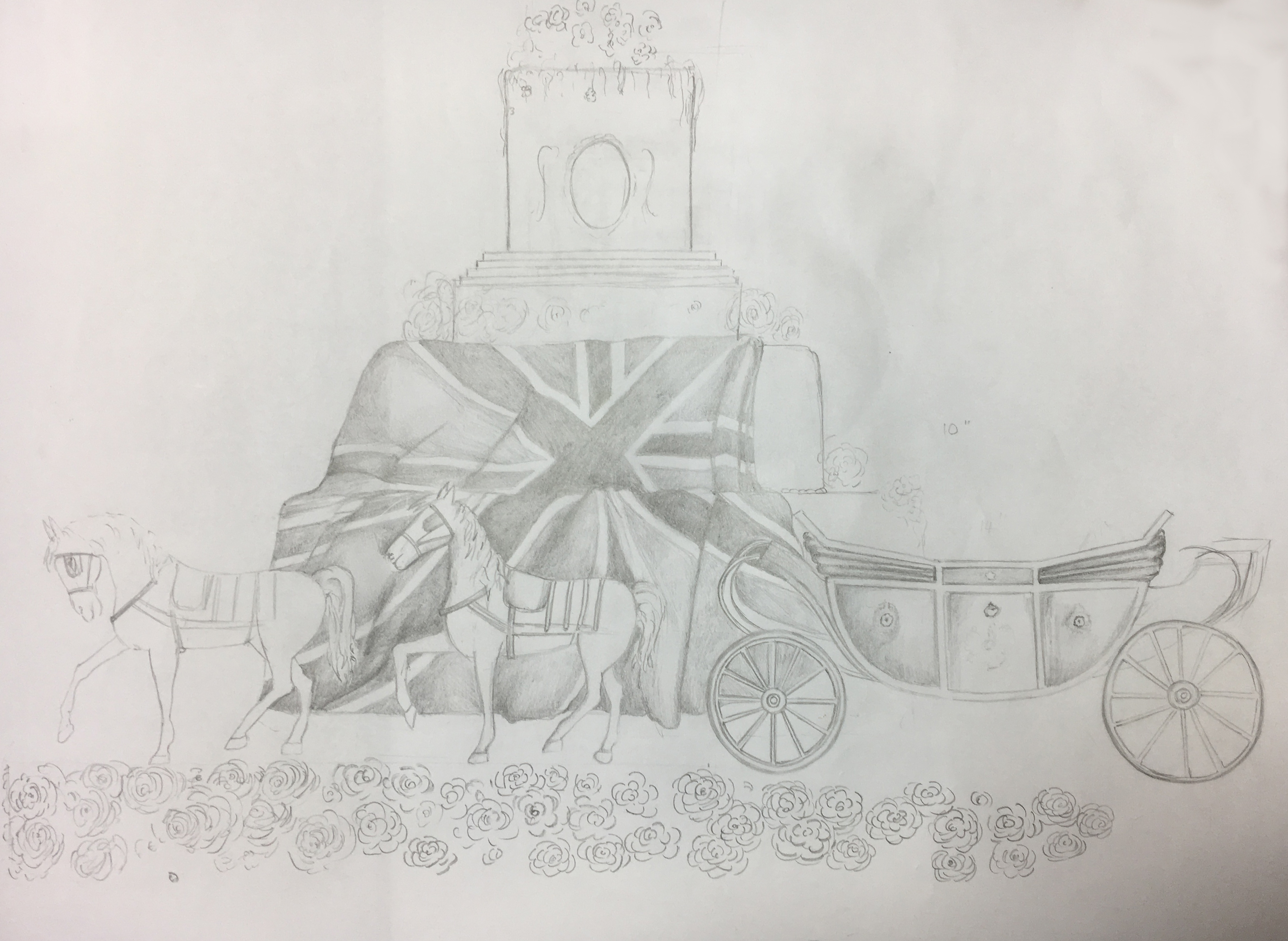 3605x2634 Royal Wedding Cake Special - Horse And Carriage Sketch